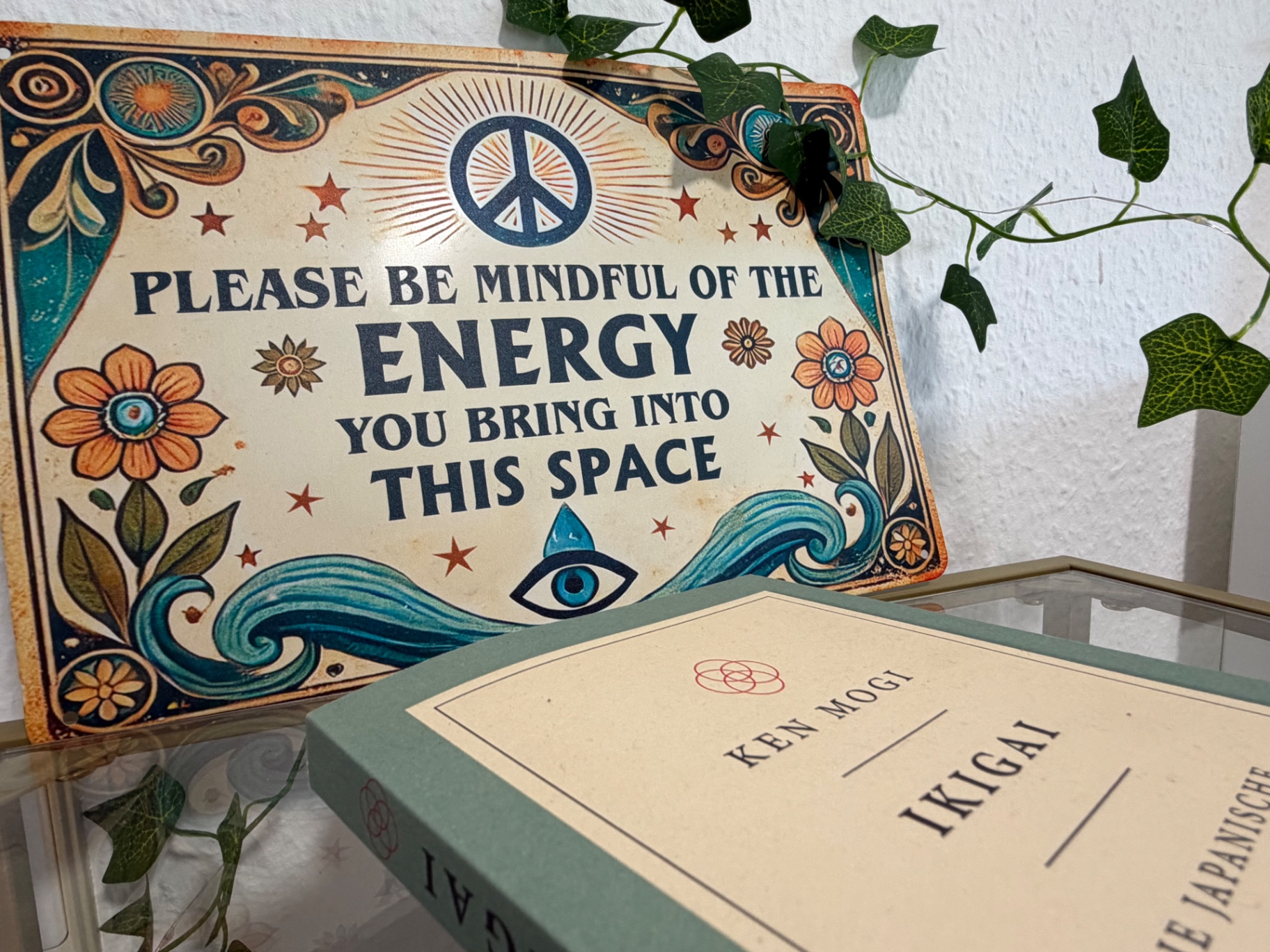 Schild: Please be mindful of the energy you bring into this space